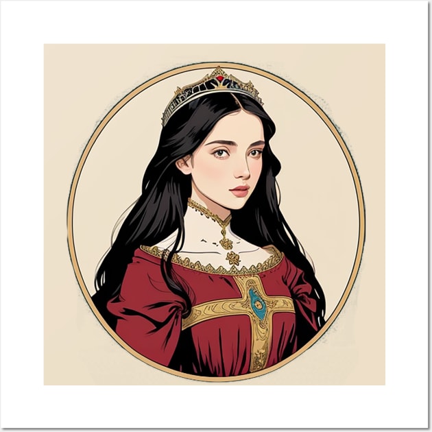 Young Princess in Red Wearing a Crown Wall Art by CursedContent